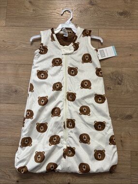 Hudson Baby Brown Bear Print Sleeveless Sleep Sack - Cream